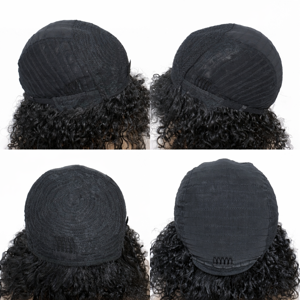 Natural Curly Wig with Bangs – Soft & Full Texture