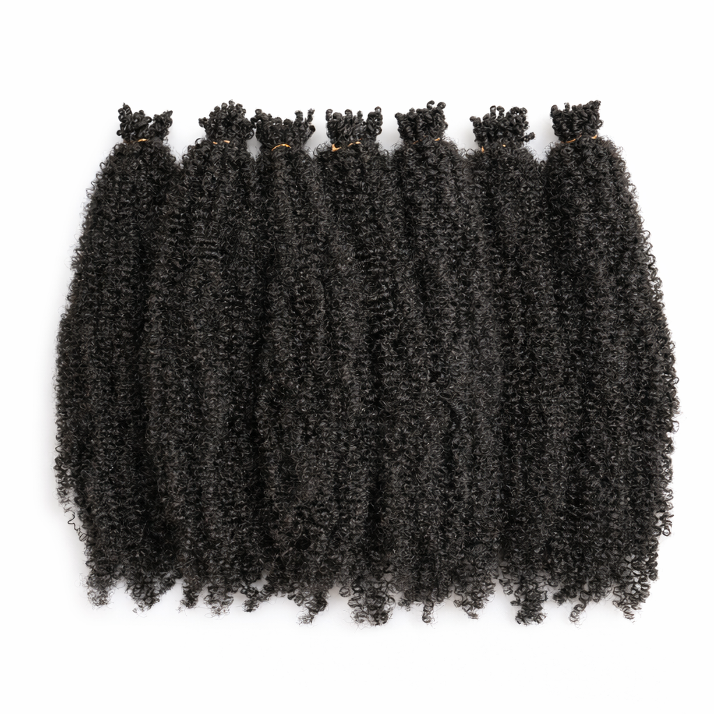 20” Afro Kinky Curly Crochet Hair (1B) – Natural 4C Texture