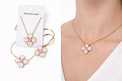 Gold Flower Pendant Necklace – Stainless Steel – photo 2