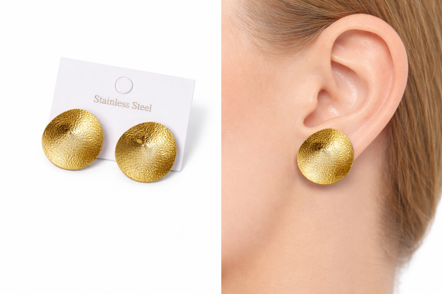 Gold Disc Stud Earrings