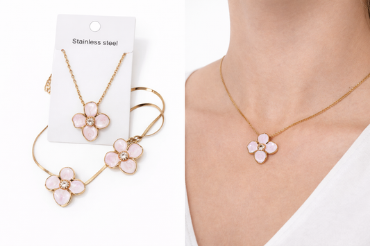 Gold Flower Pendant Necklace – Stainless Steel