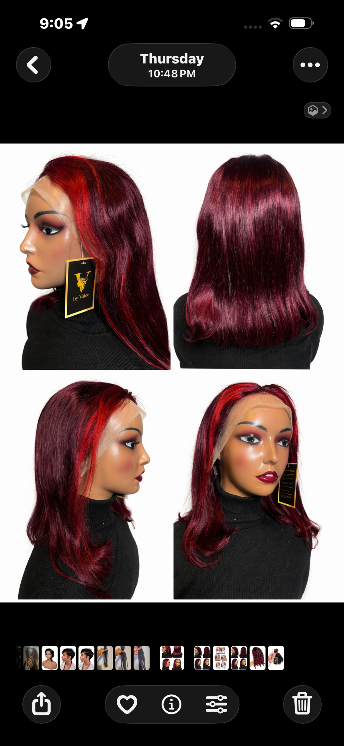 •	Burgundy Straight Lace Front Wig – 13x4 Frontal