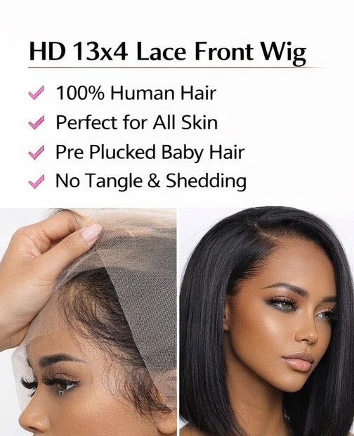 13×4 Bob Straight Wig – Lace Front Human Hair